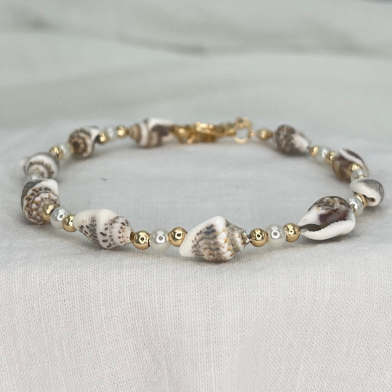 Adjustable Seashell Stone Beaded Anklet – Perfect for Beach