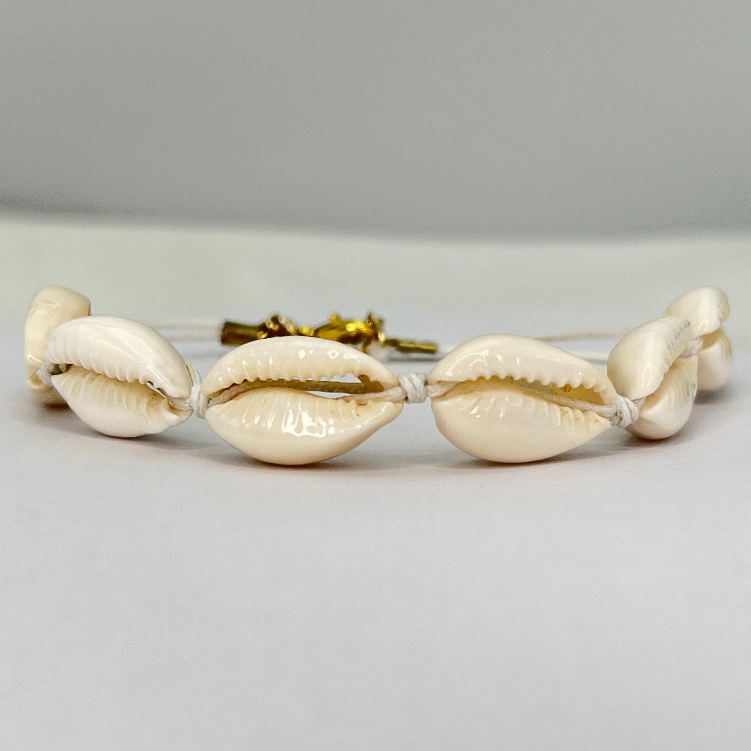 White Rope, Chain Seashell Beaded Anklet: Beach Style