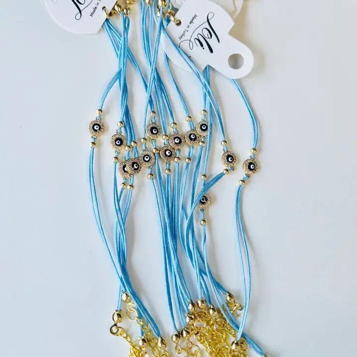 Evileye String CZ Stone Round  Bracelet