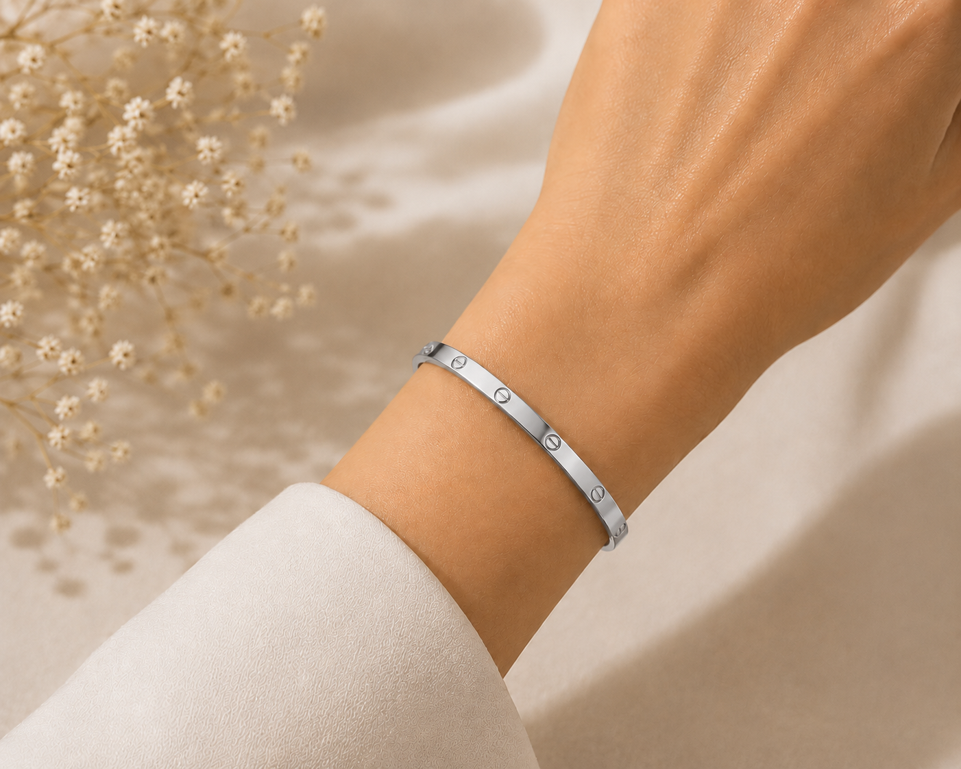 Slim Multi Screw Bangle Bracelet - Stainless Steel