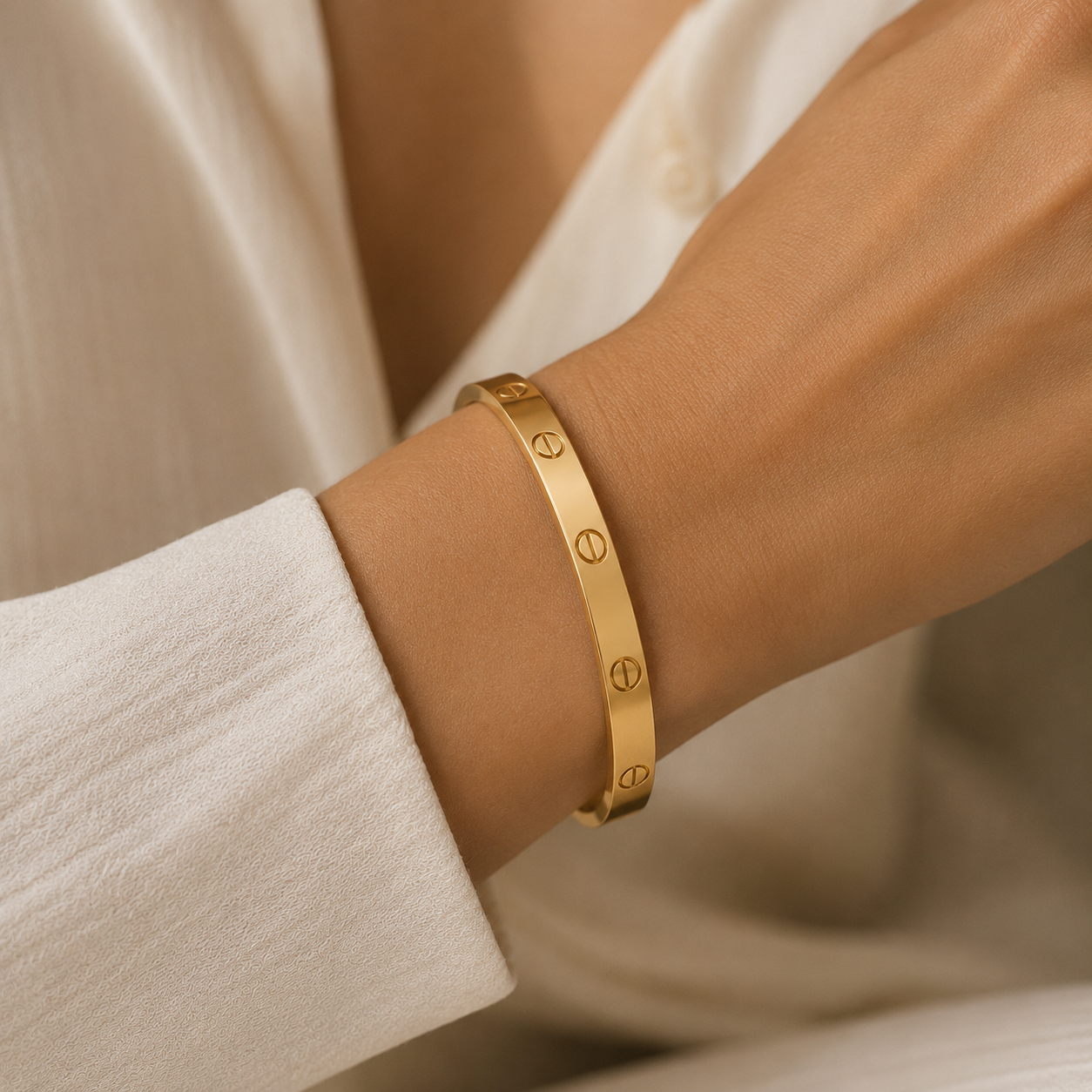 Bold Multi Screw Bangle Bracelet - Stainless Steel