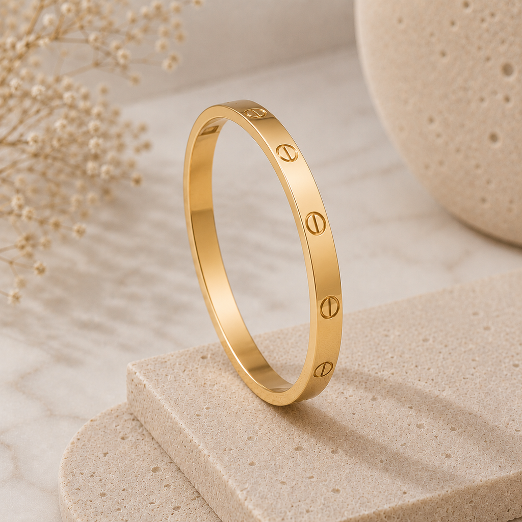 Bold Multi Screw Bangle Bracelet - Stainless Steel