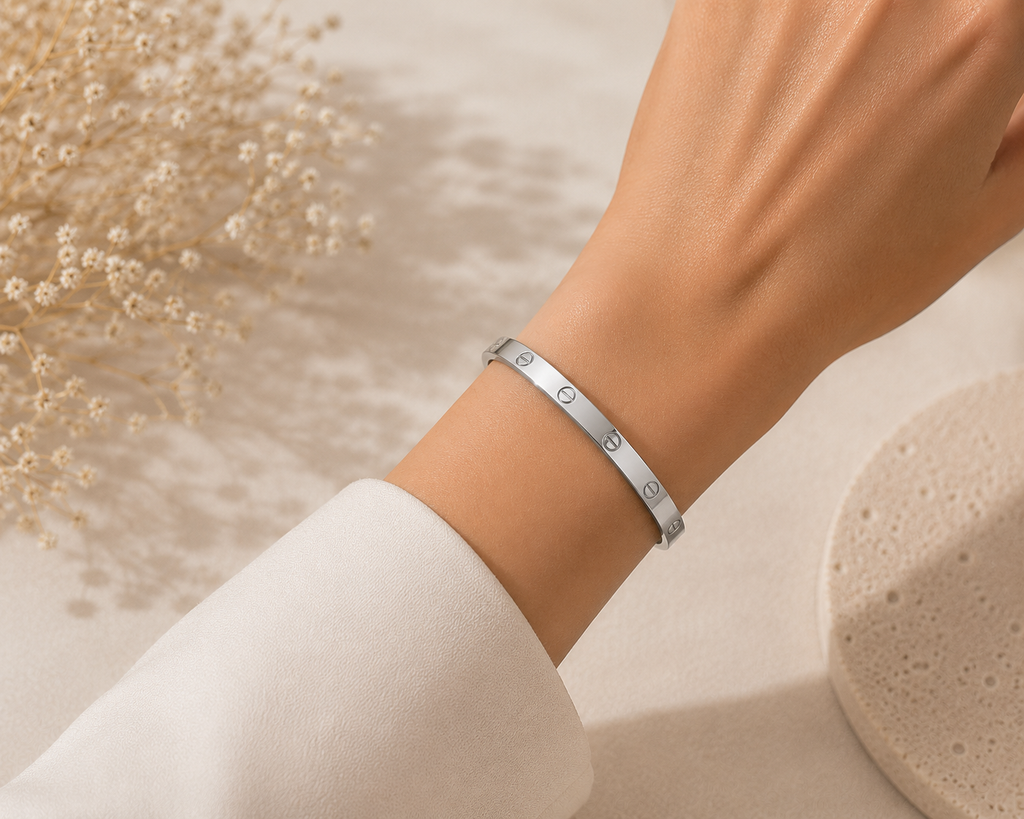 Bold Multi Screw Bangle Bracelet - Stainless Steel