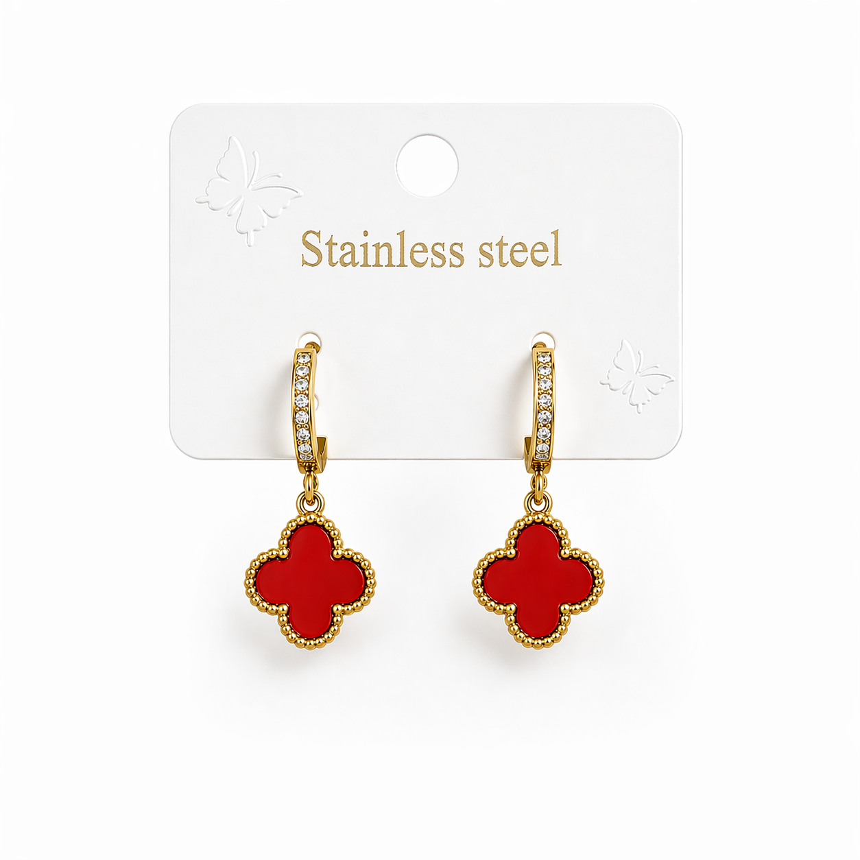 Clover Drop Earrings-Gold Stainless Steel | Best Selling Colors