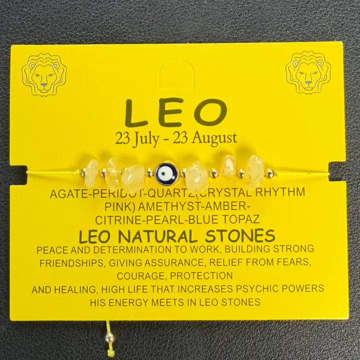 Card Bracelet | Zodiac Bracelet | Natural Stone Evil Eye