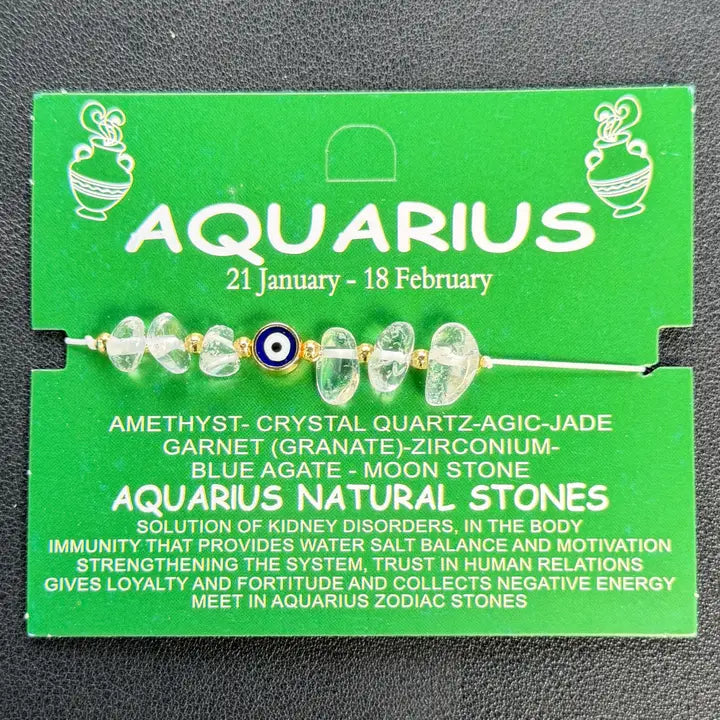 Card Bracelet | Zodiac Bracelet | Natural Stone Evil Eye