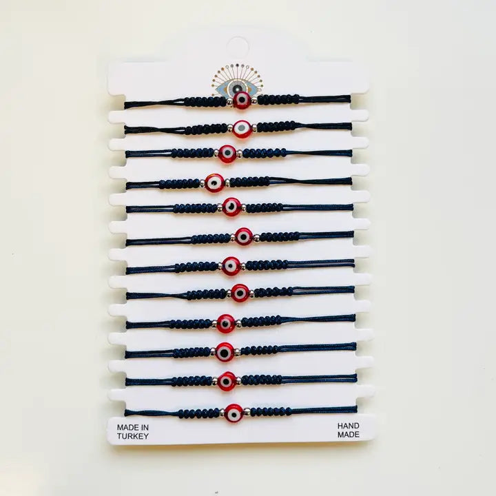 Red Stone Evileye Half Rope Bracelet Set