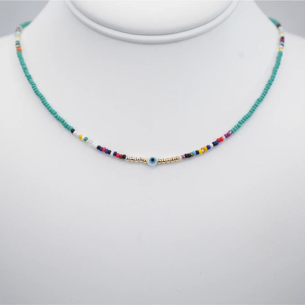 White Evil Eye Beaded Necklace: Elegant Protection and Style