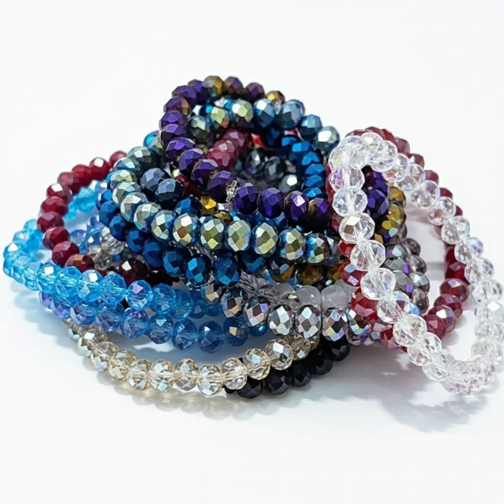 Stretchy Bracelet | 10 Color Mix Set | Large Crystal Stones
