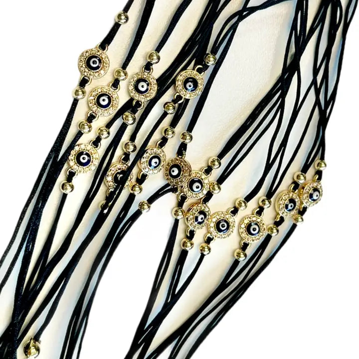 Evileye String CZ Stone Round  Bracelet