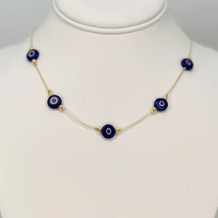 Handcrafted Navy Evil Eye Beaded Necklace – Protection 