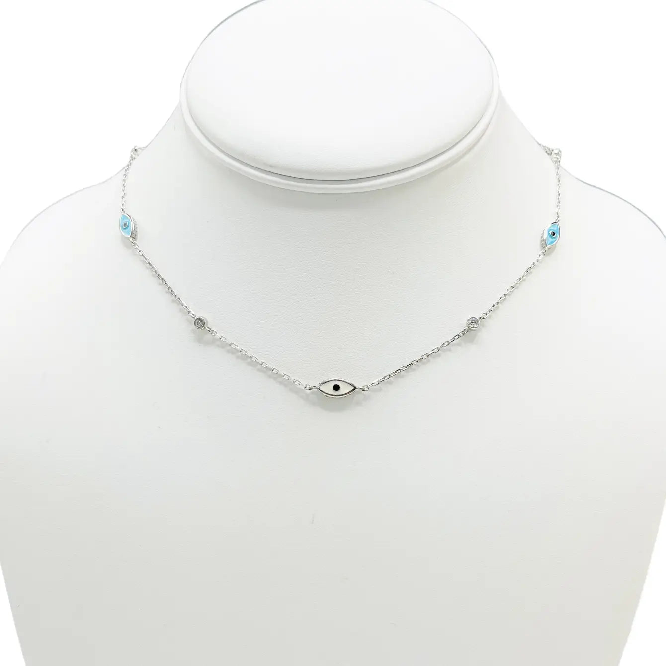 925 Sterling Silver Oval Evil Eye Necklace