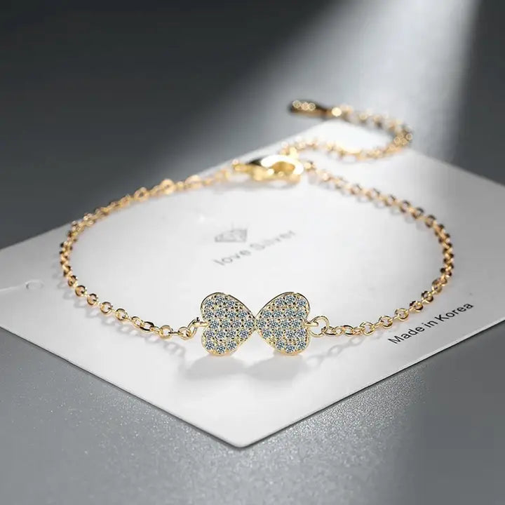 925 Sterling Silver Butterfly Bracelet | Zirconia | Gold