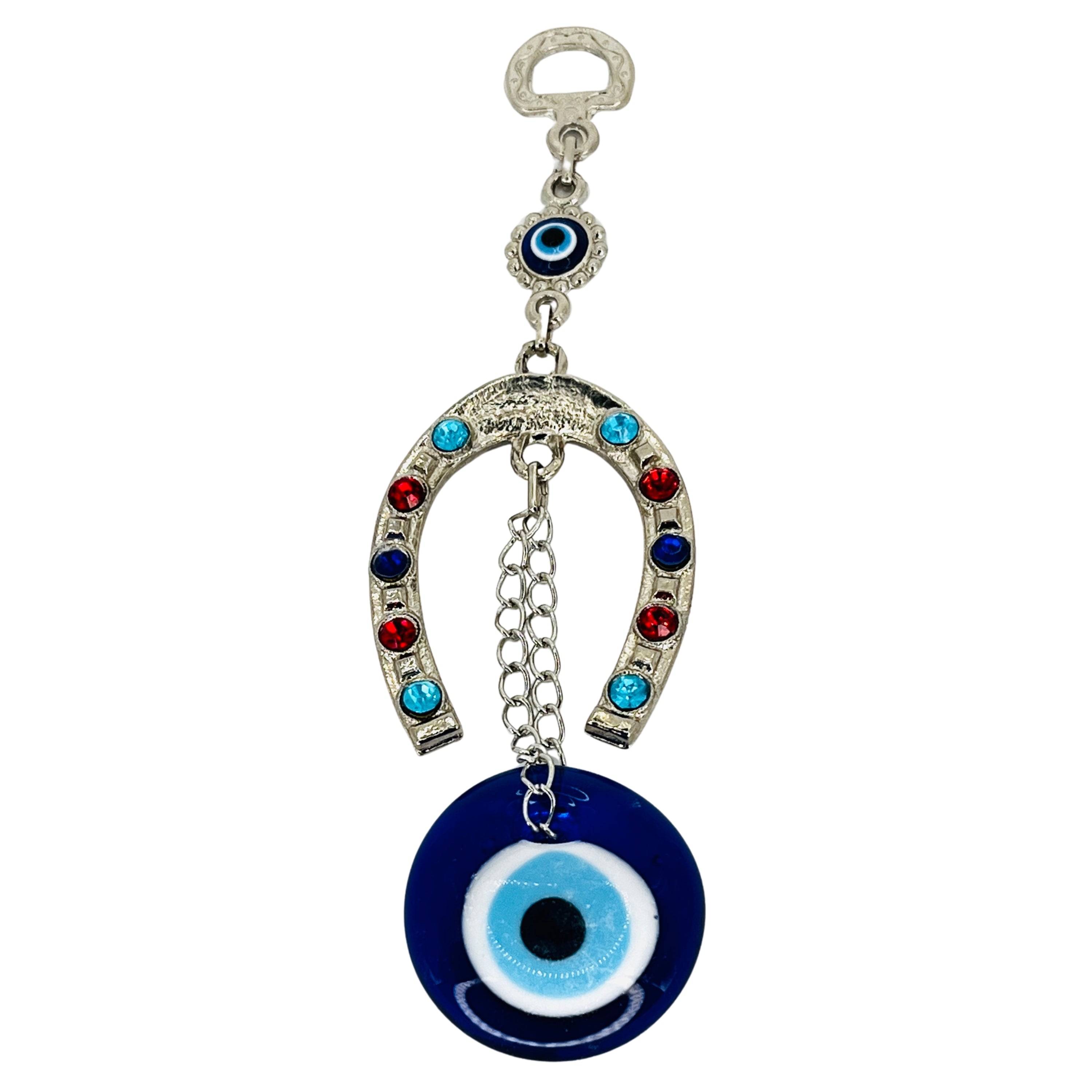 Horseshoe Metallic Wall Decor with Evil Eye – Symbol of Luck