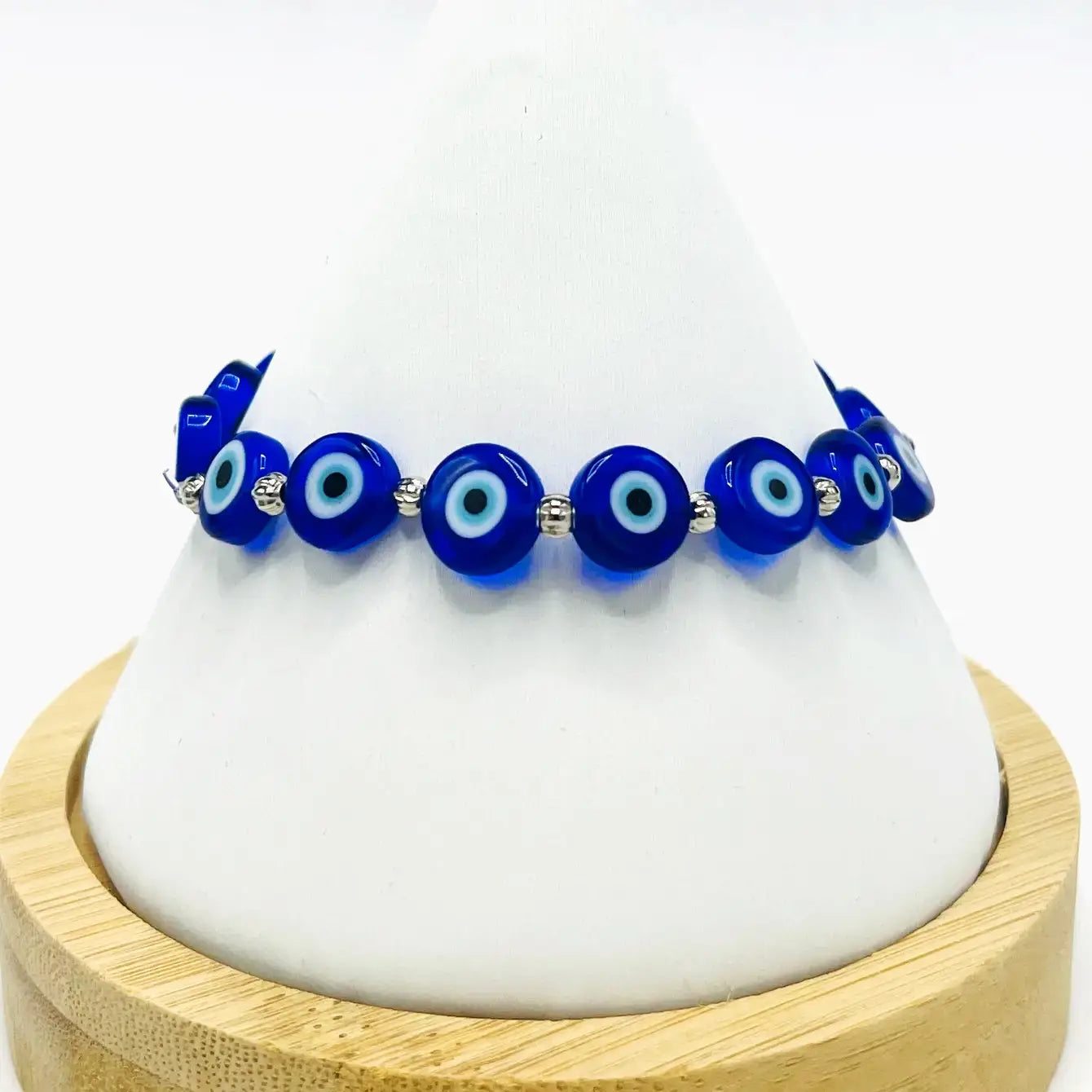Flat Evil Eye Stone Bracelet: 4 Colors, Handmade in Turkey
