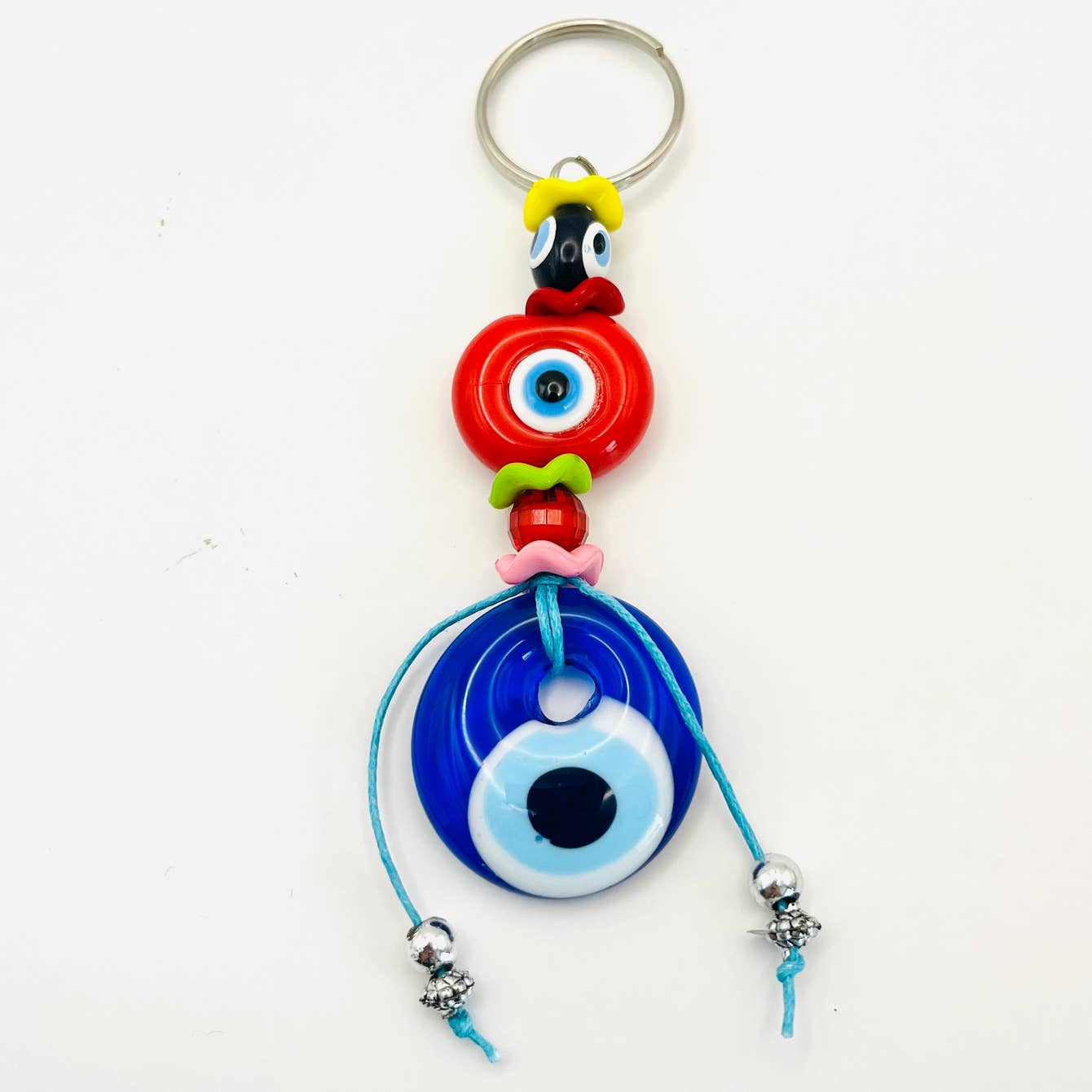 Handmade Red-Orange Stone Evil Eye Keychains - Turkish Craft