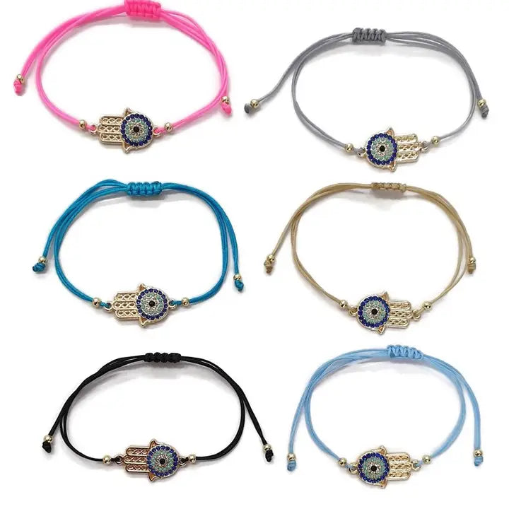 Bracelet Hand Hamsa L Evileye Evil eye  Jz Stone String
