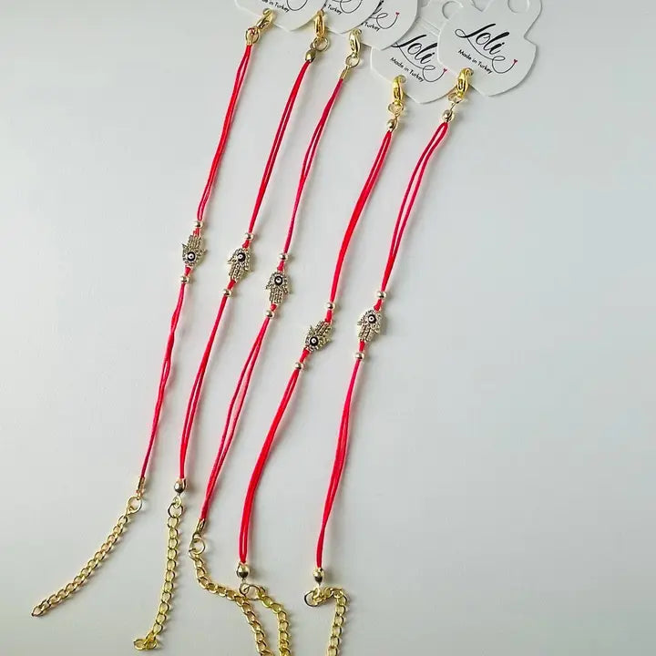 Hamsa Evil Eye String CZ Stone Evil Eye Bracelet