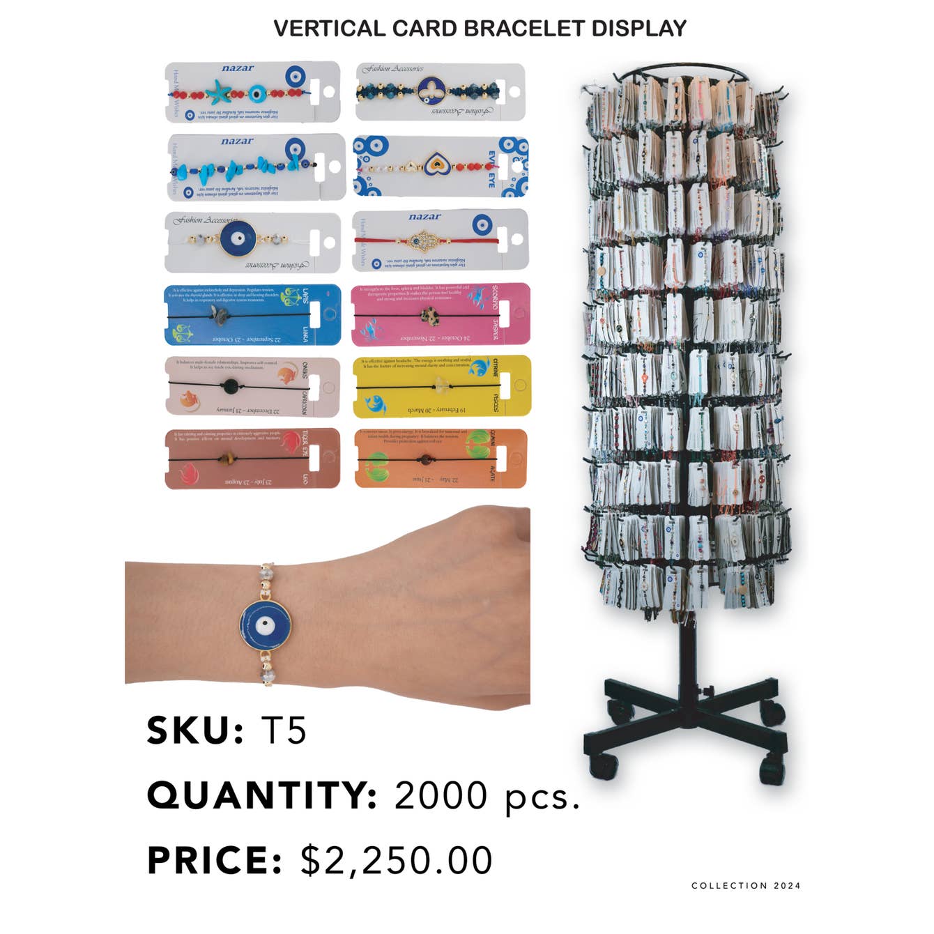 Vertical Card Bracelets Display-2000 Piece Mix Card Display 
