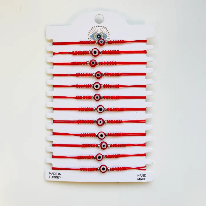 Red Stone Evileye Half Rope Bracelet Set
