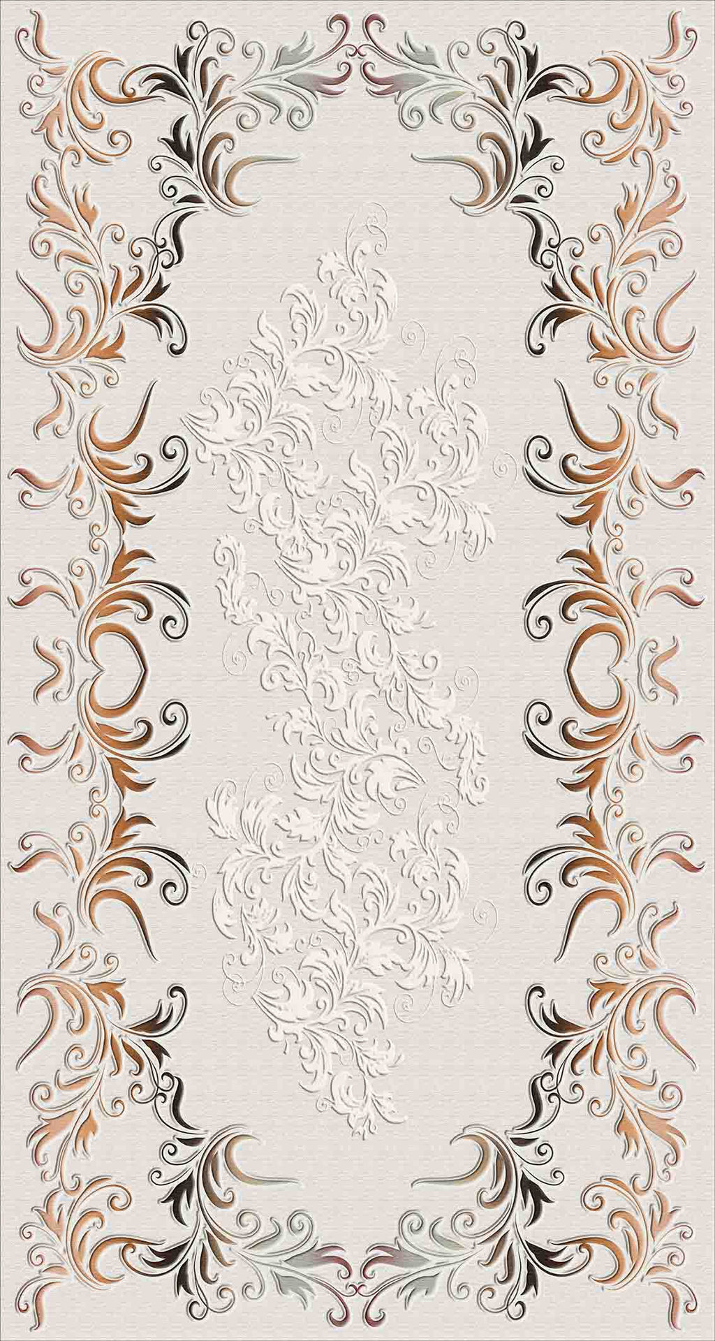 Beige Brown Patterned Design Latex Water Resistant Washable Area Rug