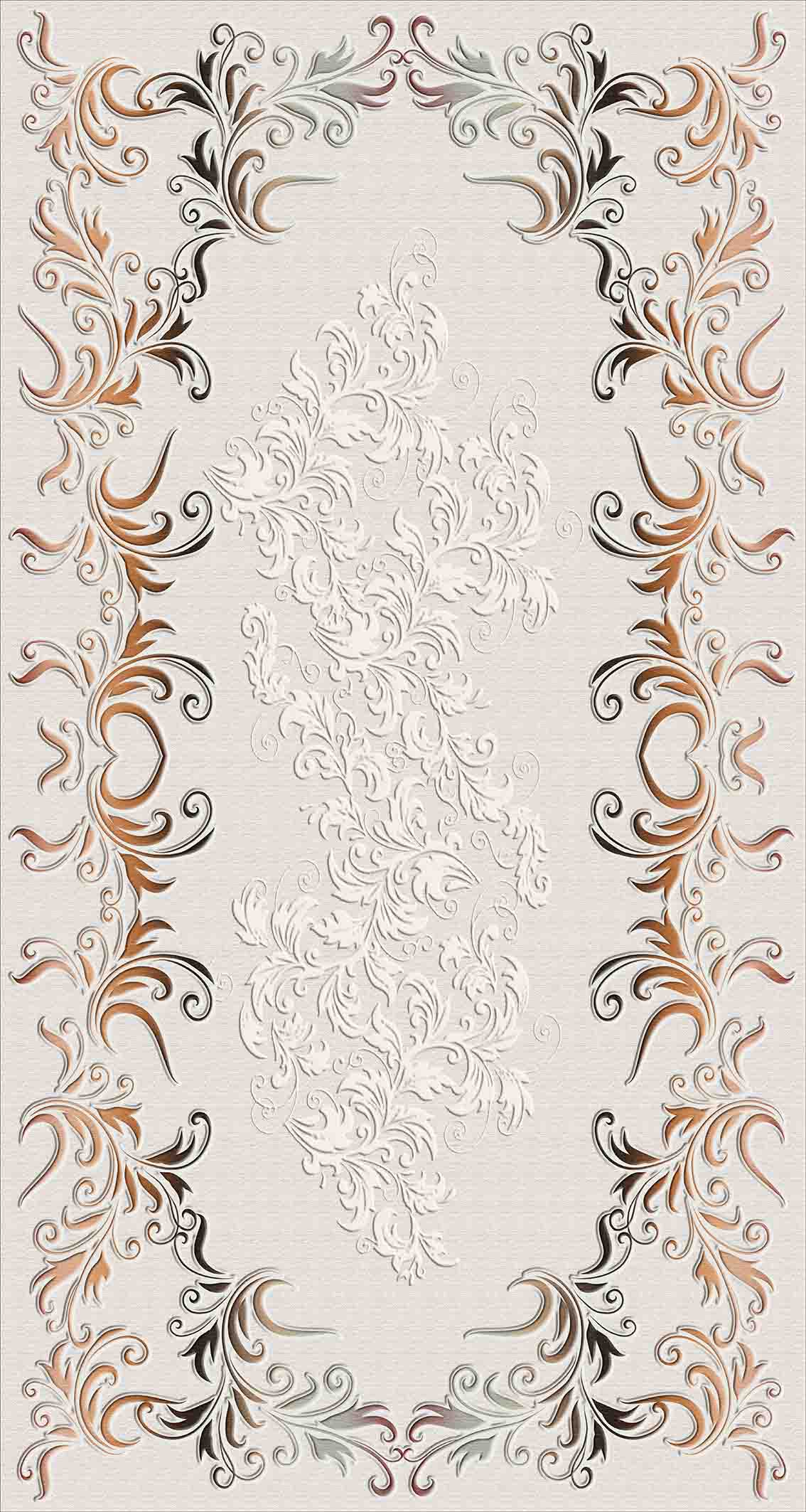 Beige Brown Patterned Design Latex Water Resistant Washable Area Rug