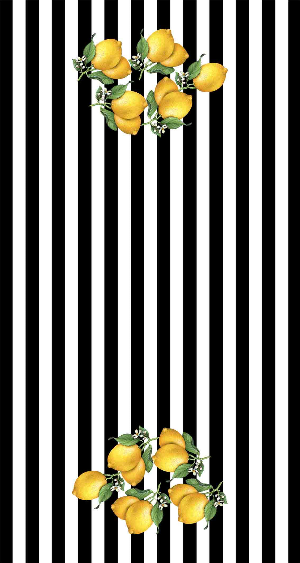 Black-White Lemon Design Latex Water Resistant Washable Area Rug