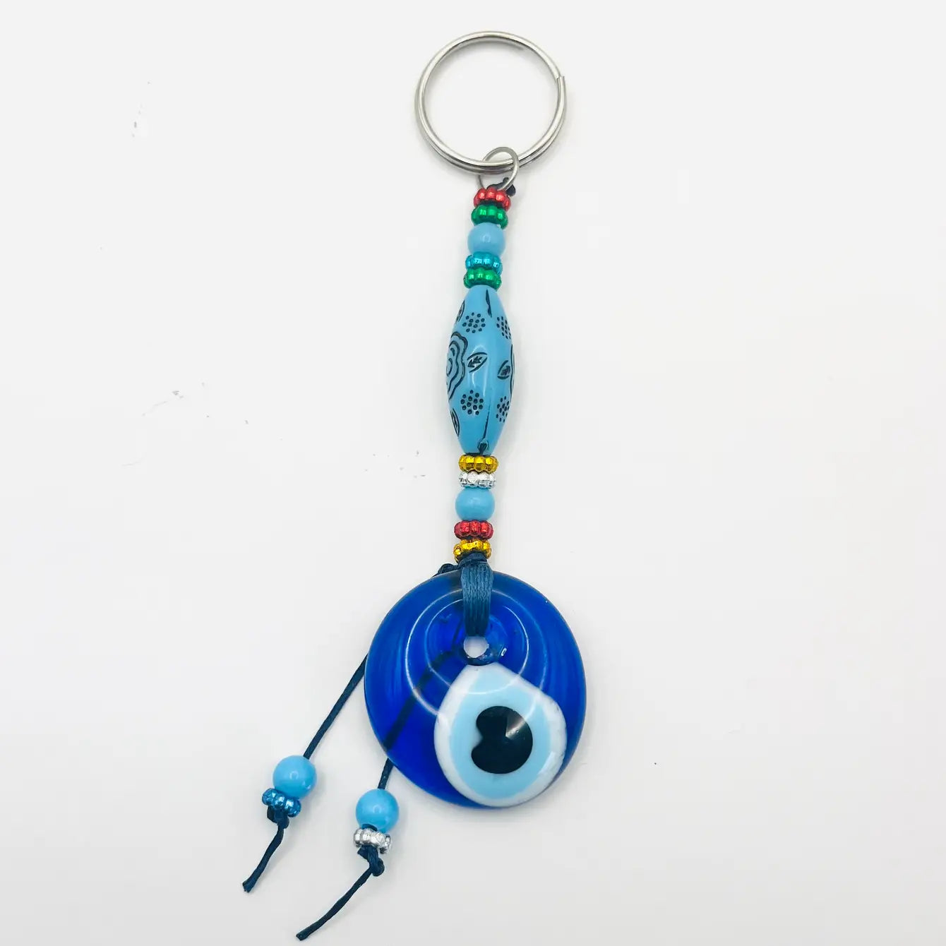 Handmade Patterned Blue Stone Evil Eye Keychain - Turkish