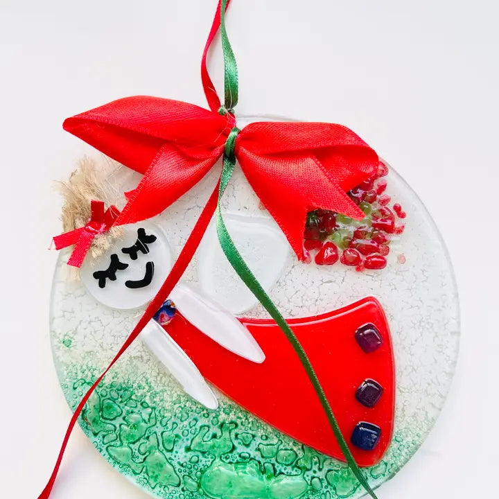 Glass Christmas Angel Round Ornament