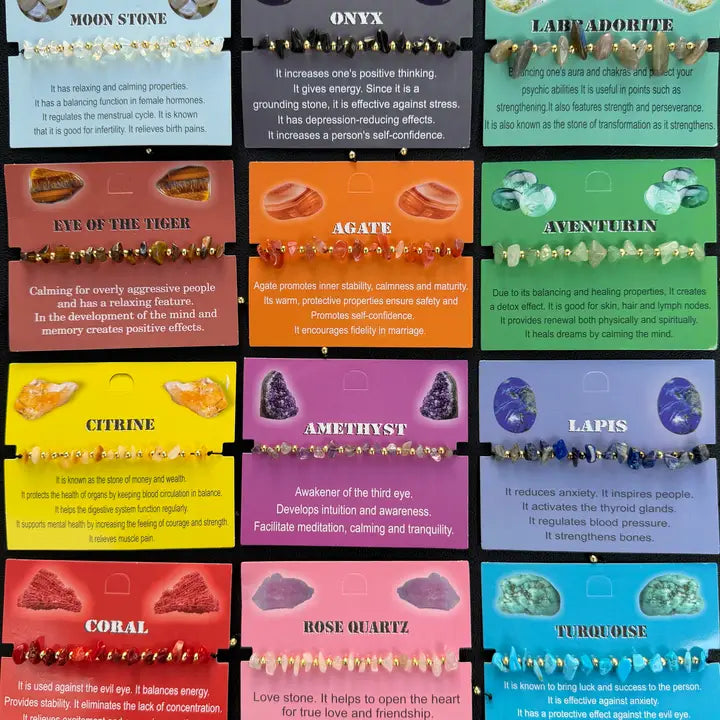 Card Bracelet | Natural Stone Jewelry | Gift-Ready Display