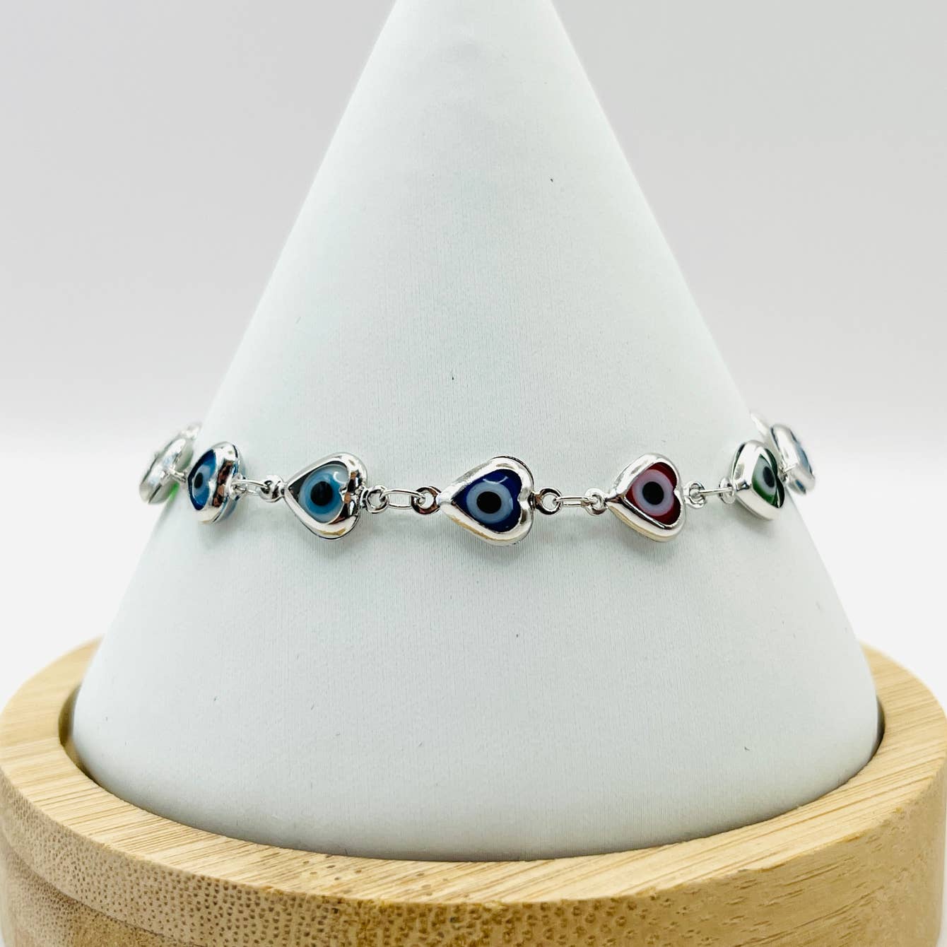 Lux Crystal Chain Evil Eye Bracelet - Silver Color