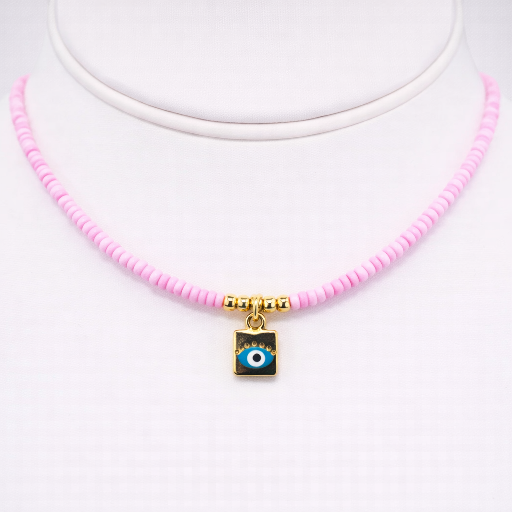 Square Evil Eye Pendant Necklace: Modern Protection