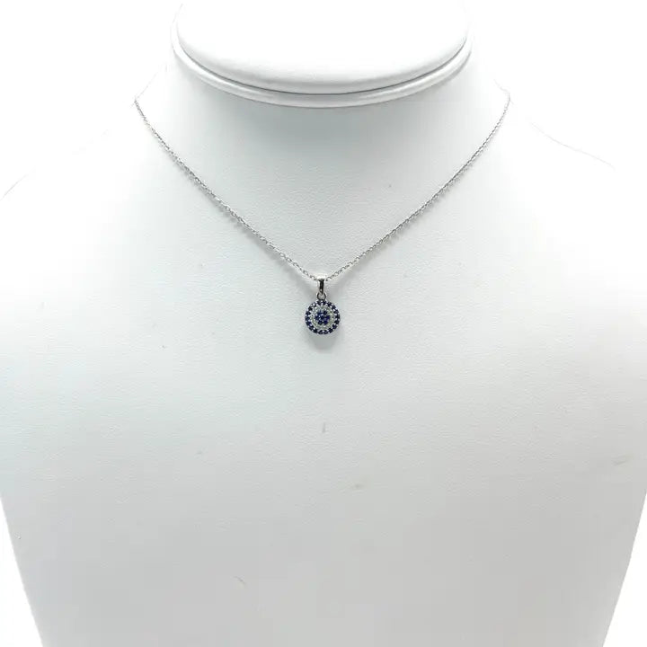 925 Sterling Silver - Small Round Evileye Necklace