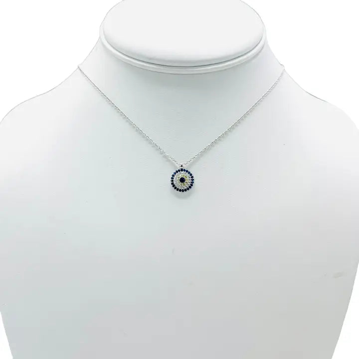 925 Sterling Silver -  Evil Eye Round Necklace