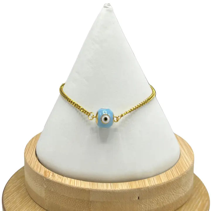 Stainless Steel Blue Evileye Gold-Silver Plated Bracelet