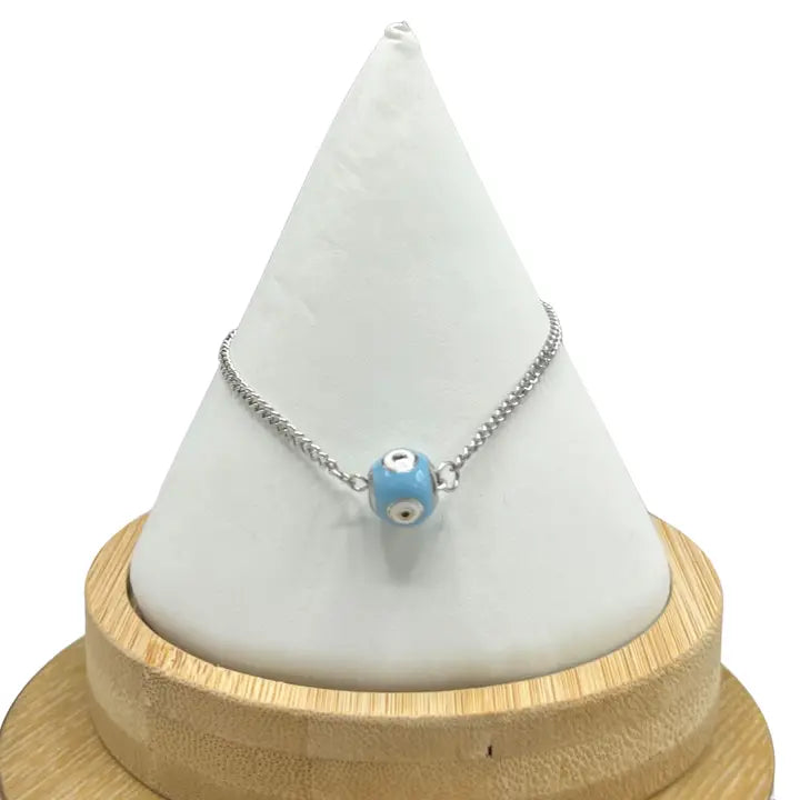 Stainless Steel Blue Evileye Gold-Silver Plated Bracelet