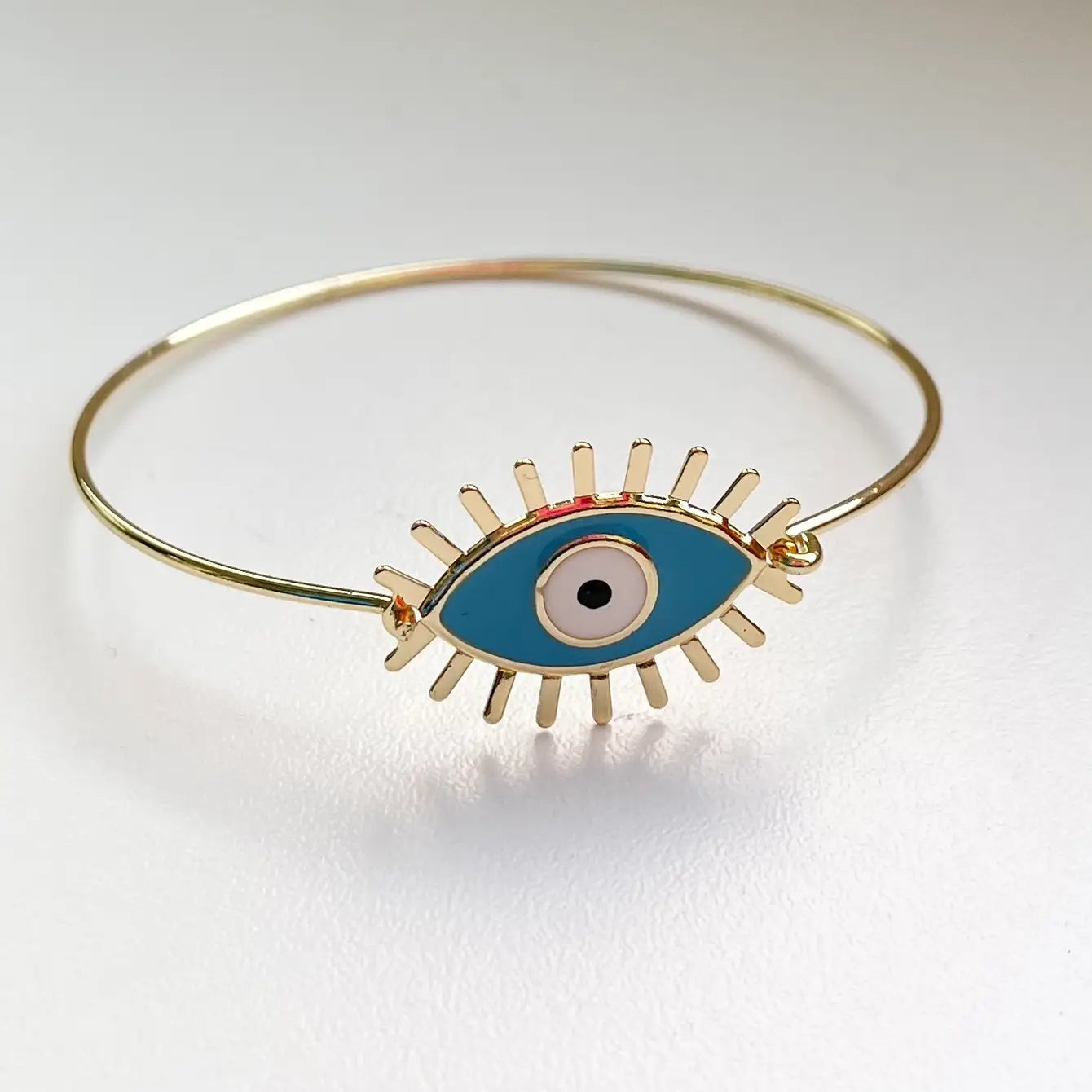 Colorful Evil Eye Bracelet: Rhodium/Gold Plated Metal