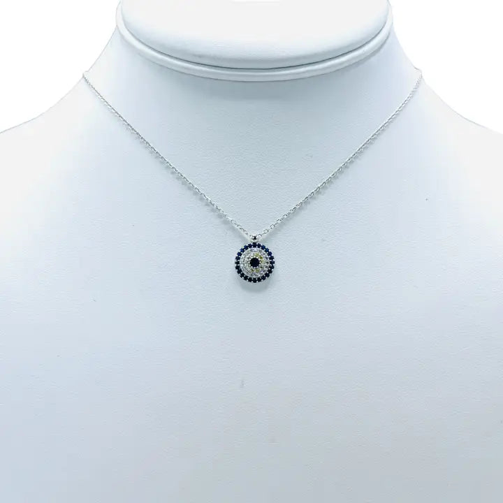 925 Sterling Silver -  Evil Eye Round Necklace