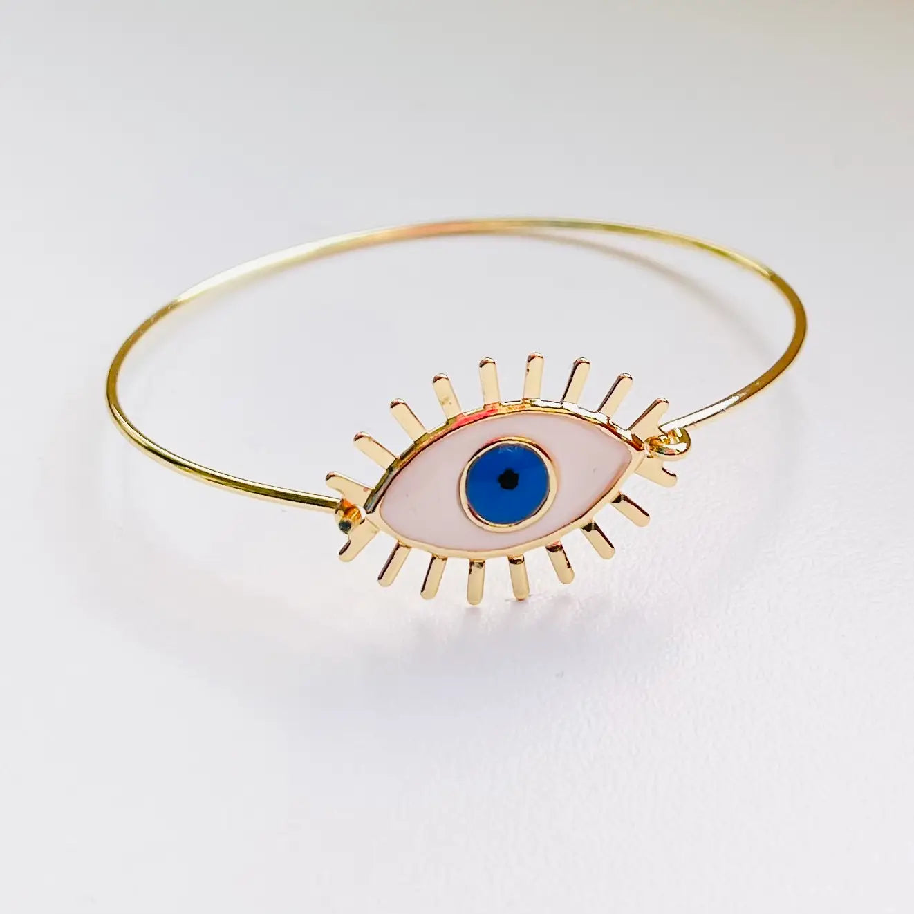Colorful Evil Eye Bracelet: Rhodium/Gold Plated Metal