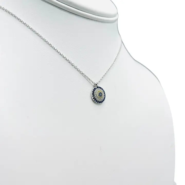 925 Sterling Silver -  Evil Eye Round Necklace