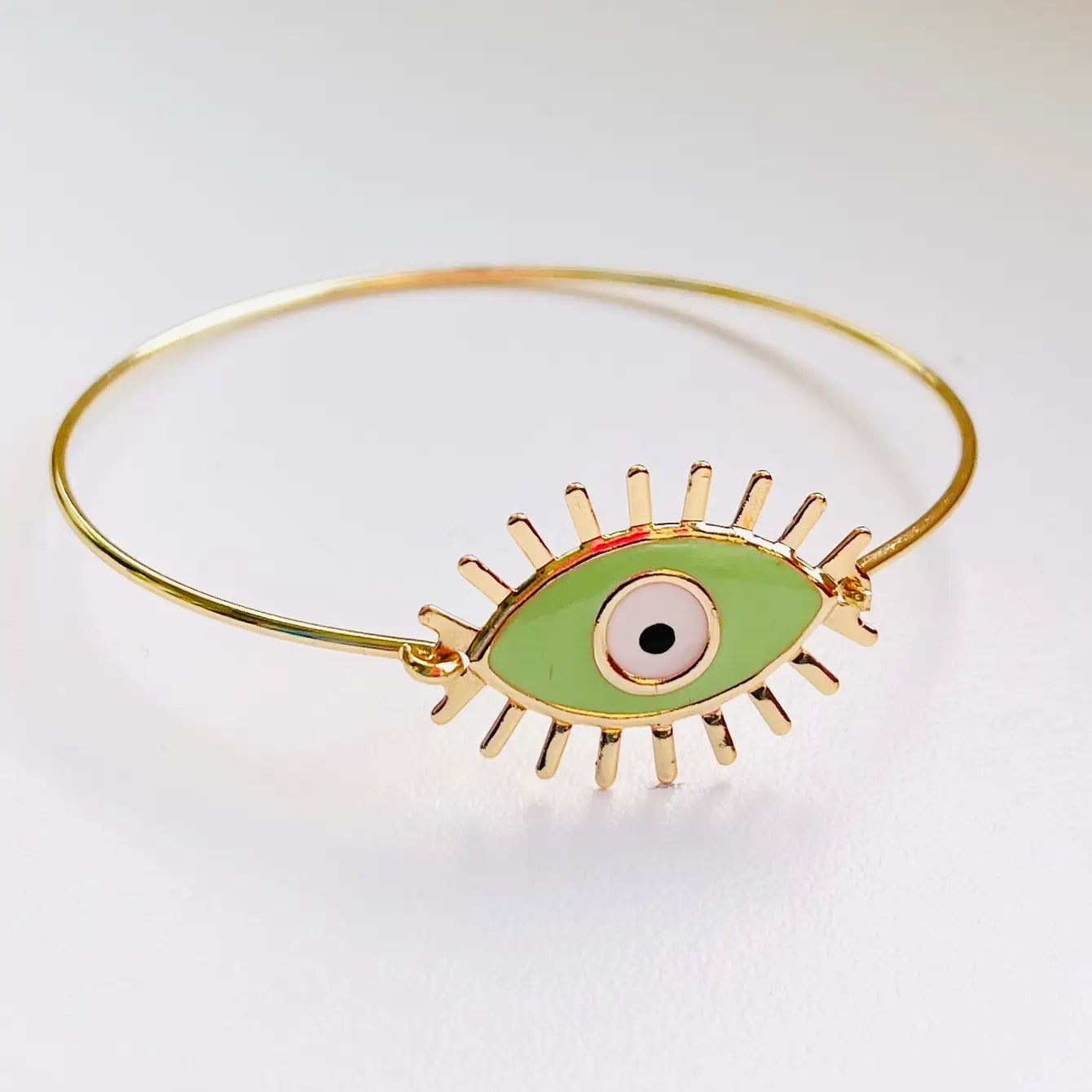 Colorful Evil Eye Bracelet: Rhodium/Gold Plated Metal