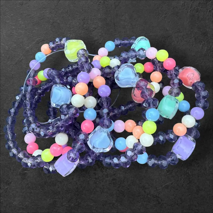 Kids Beaded  Charm Bracelet – Assorted Colors 