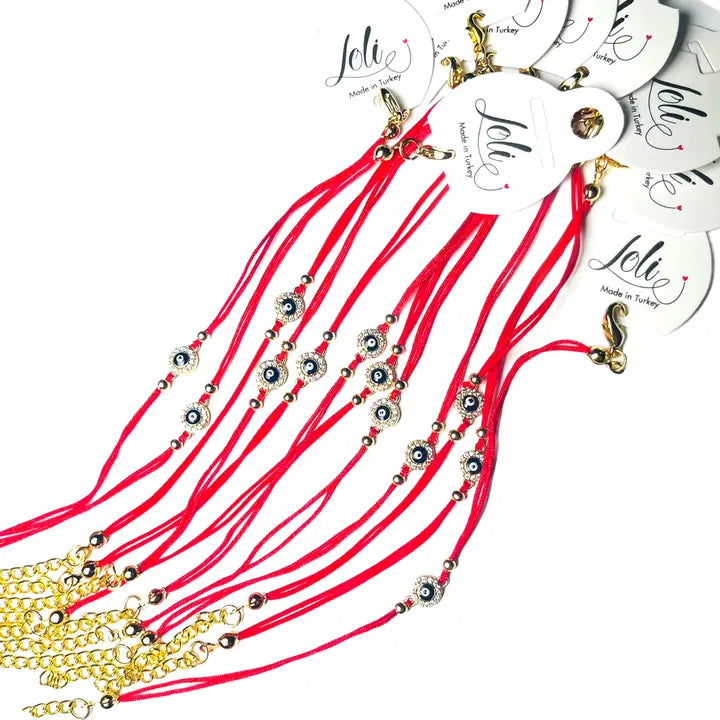 Evileye String CZ Stone Round  Bracelet