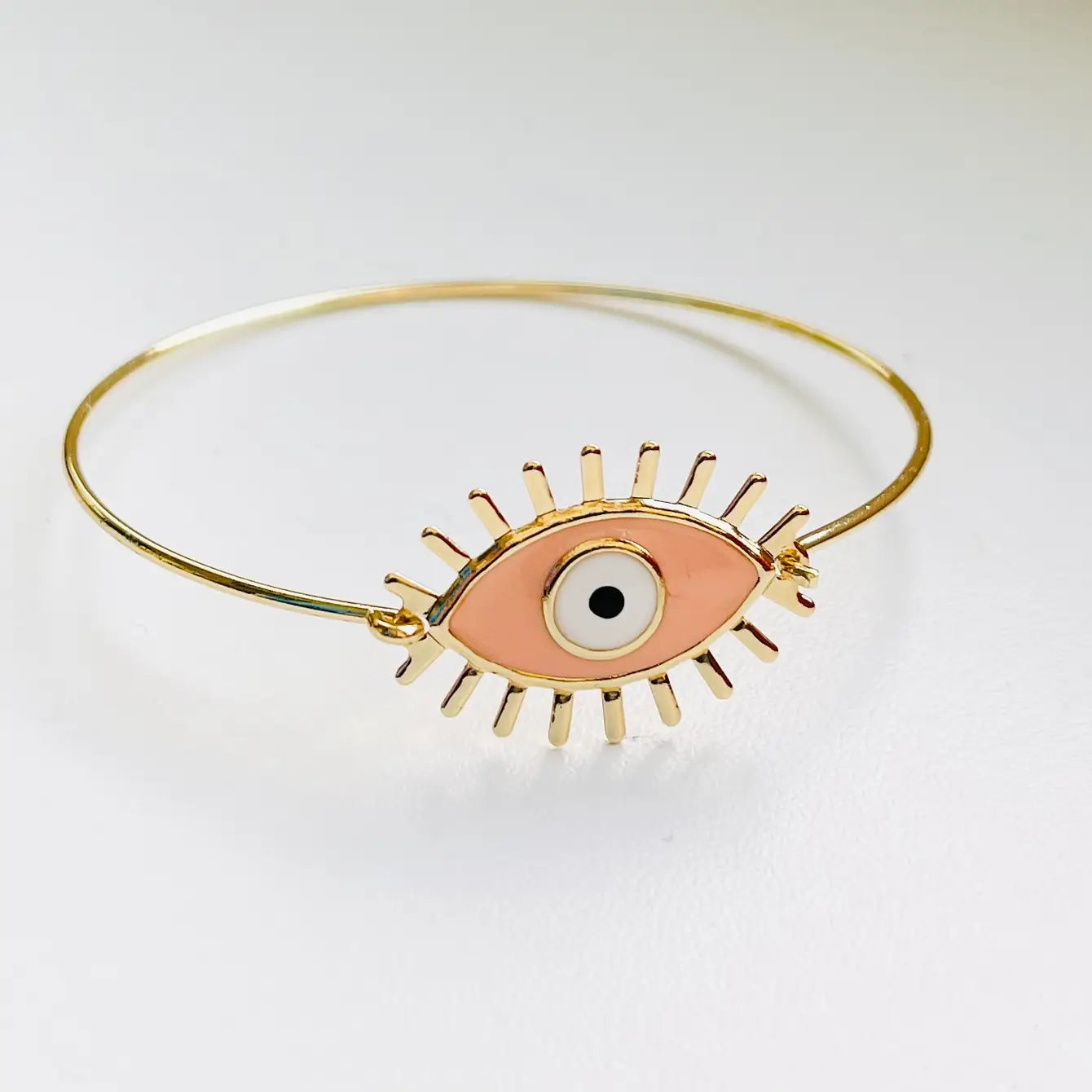 Colorful Evil Eye Bracelet: Rhodium/Gold Plated Metal