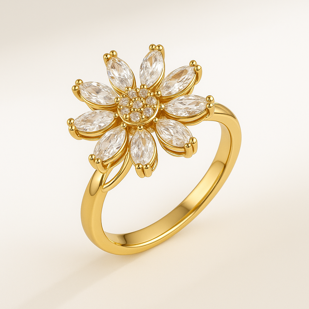 Anxiety Spinner Flower Ring - Stylish Adjustable Jewelry