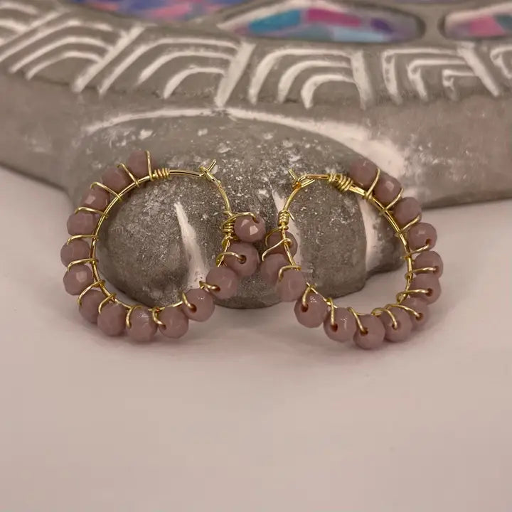 Crystal Wire Hoop Earrings – Bold Colors