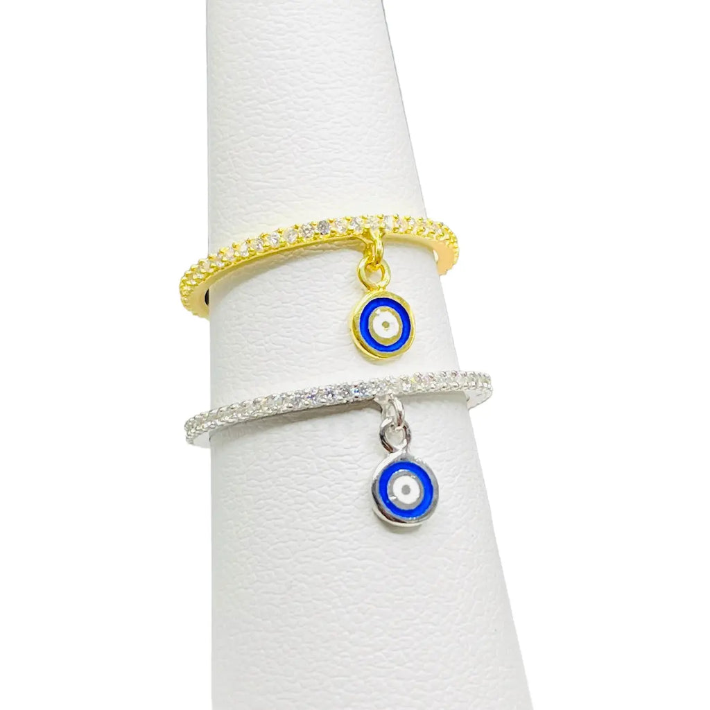 925 Sterling Silver Evil Eye Stone Ring