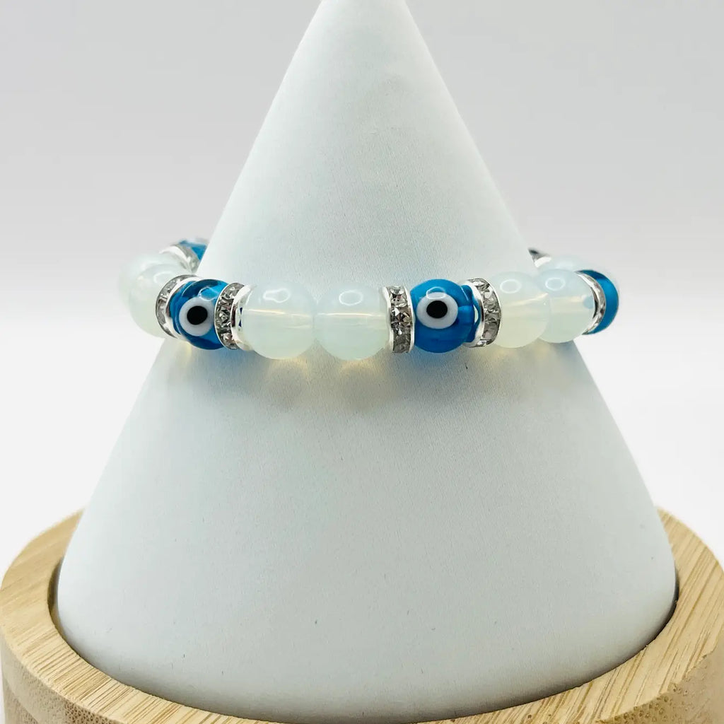 Elegant Zirconium Evil Eye Stretch Bracelet: Protection