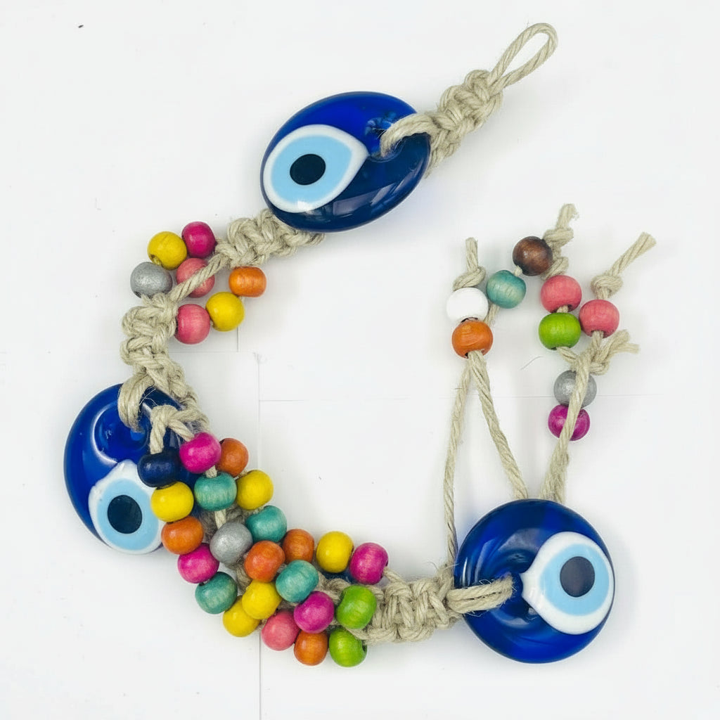 Triple Evil Eye Rope Wall Hanging: Elegant Protection