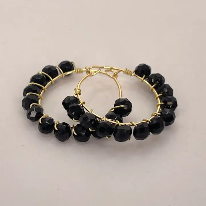 Crystal Wire Hoop Earrings – Bold Colors